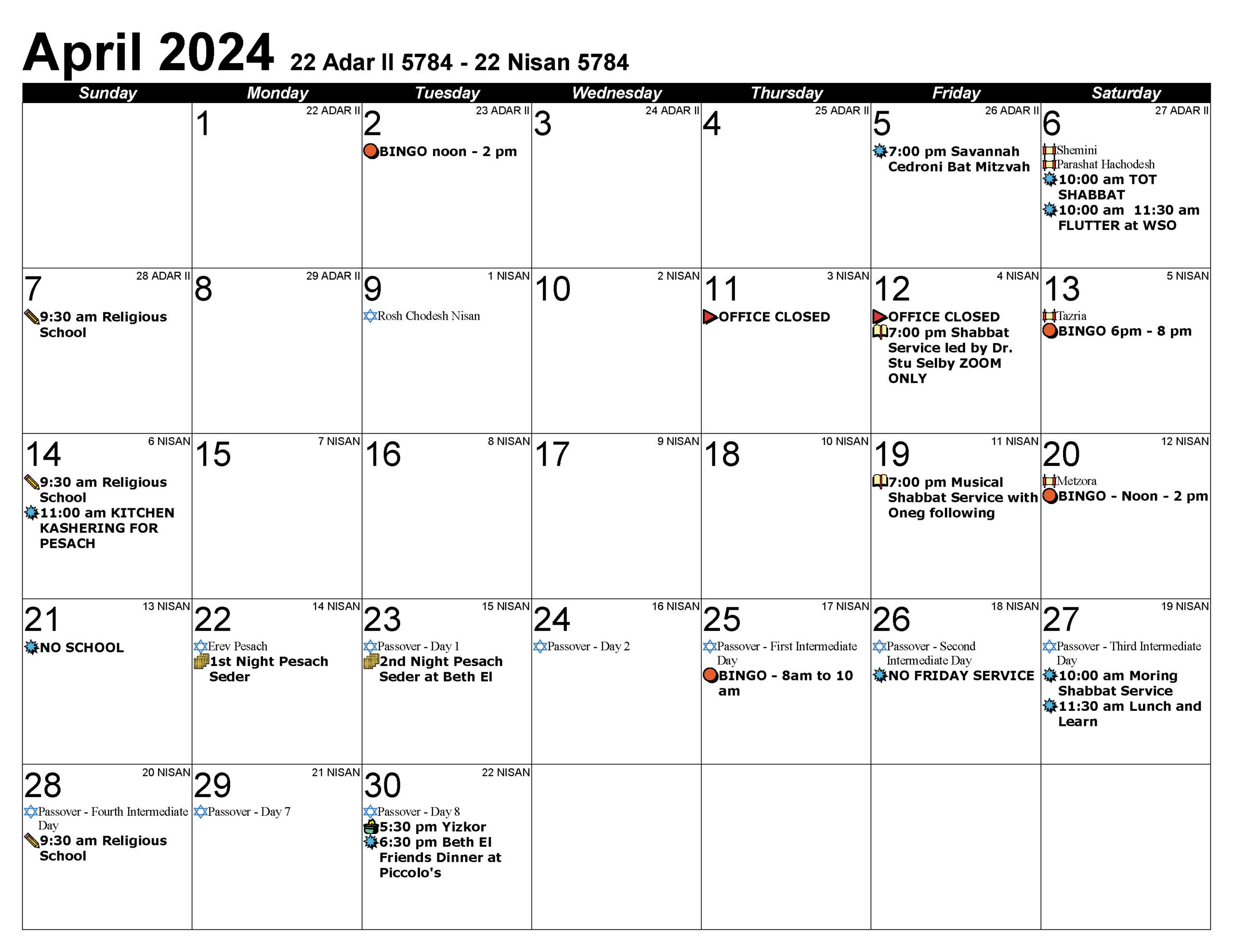 Calendar April 2024