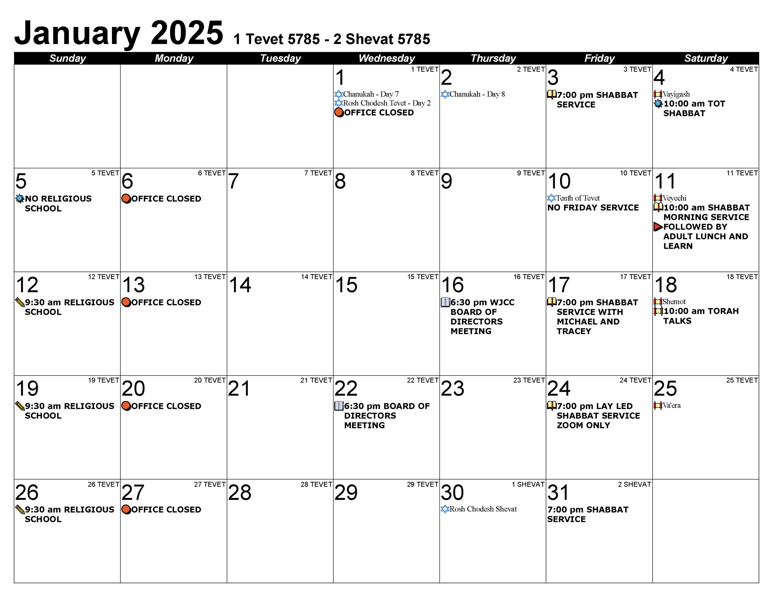 January 2025 Calendar