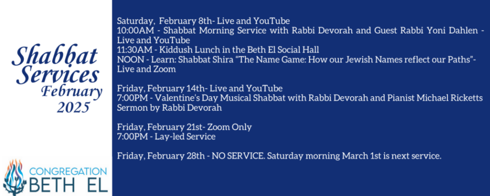 FEBRUARY Shabbat Services 2