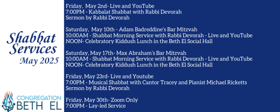 MAY Shabbat Services