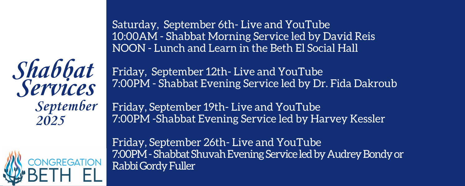 SEPTEMBER Shabbat Services 1 1