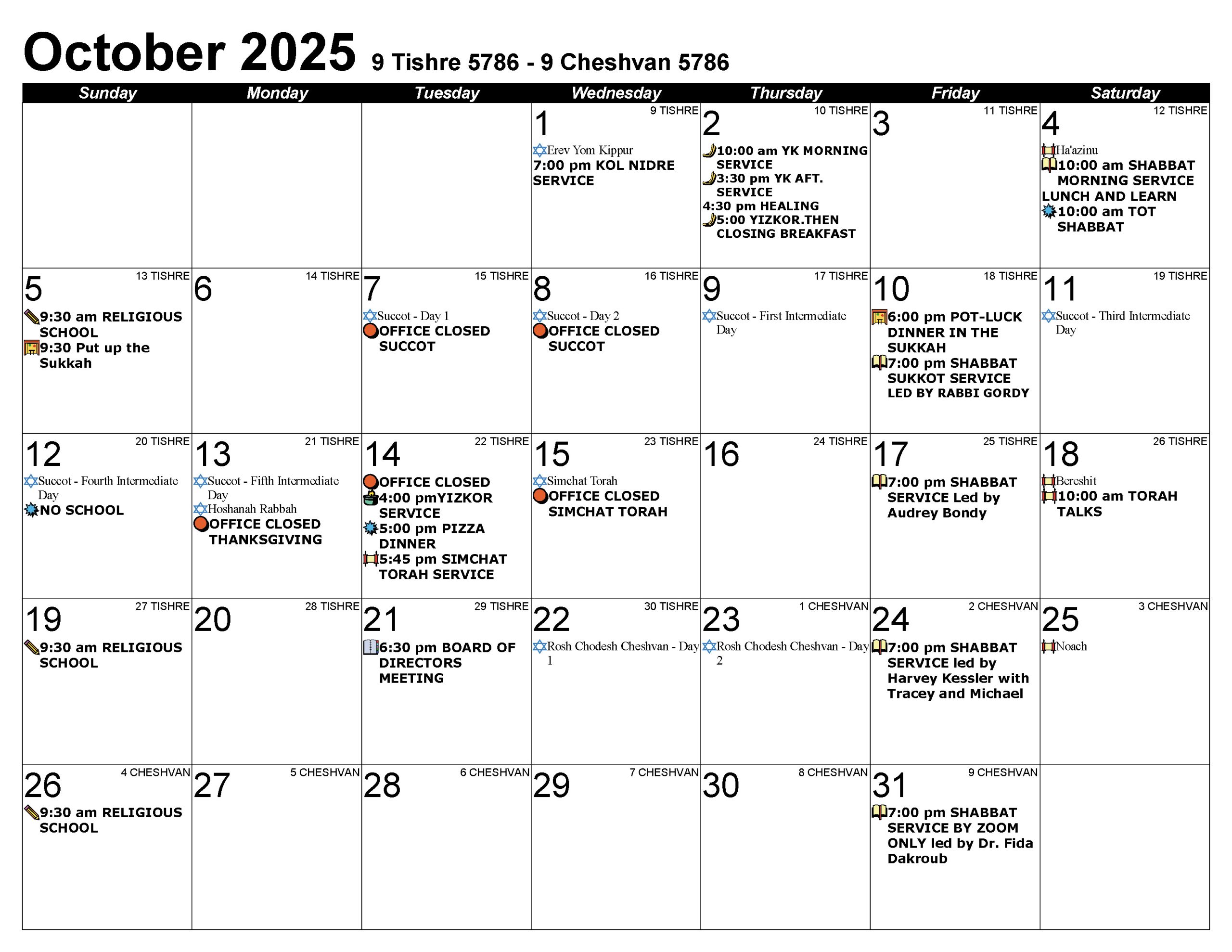 Calendar October 2025