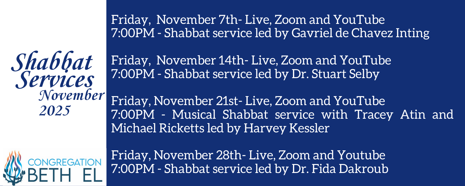 NOVEMBER Shabbat Services