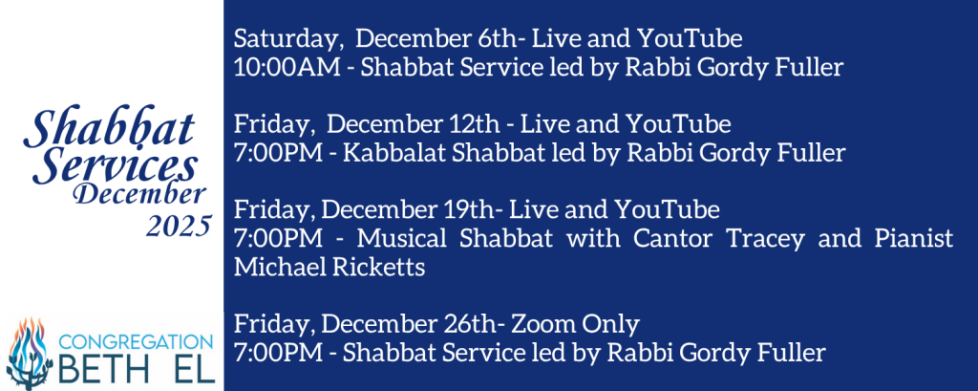 DECEMBER Shabbat Services revised