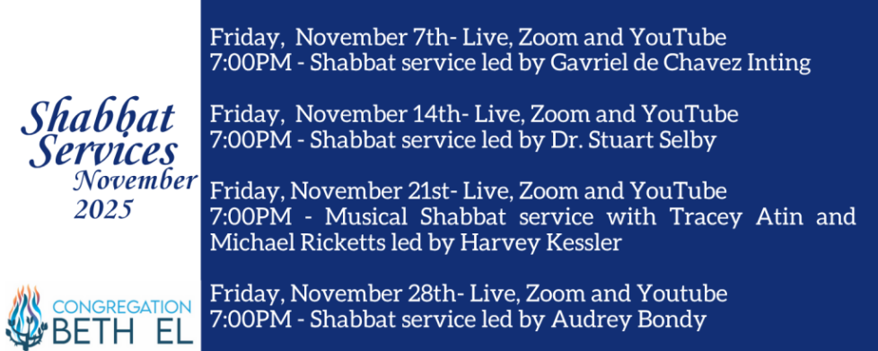 NOVEMBER Shabbat Services revised